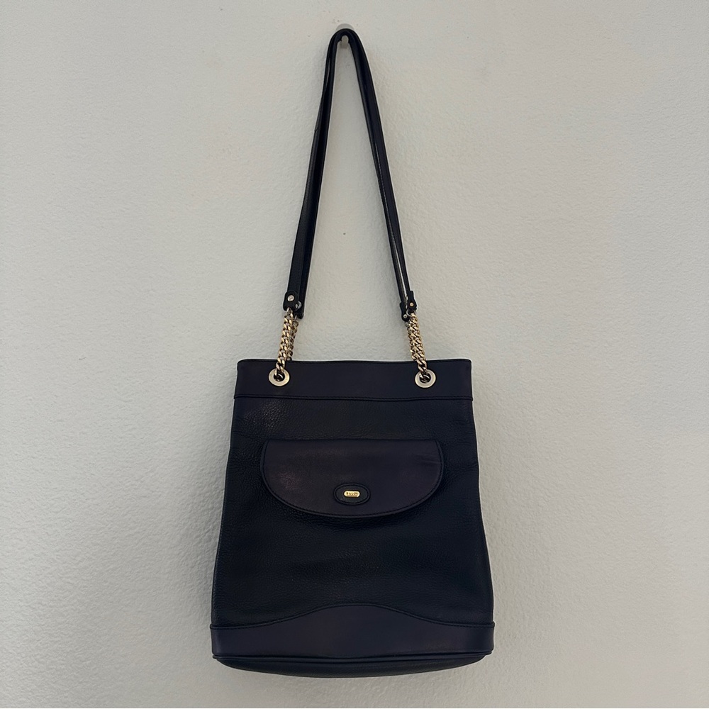 Bally Vintage Pebble Leather Bucket Shoulder Bag